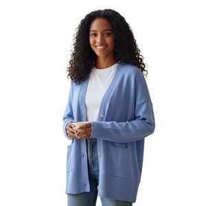 LOFT Light Purple Cardigan Long Sleeve Sweater-Size XL-Button Down-Wide V-neck